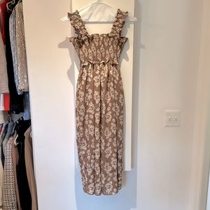 Altar’d State Brown Floral Smocked Nap Dress Midi Never Worn